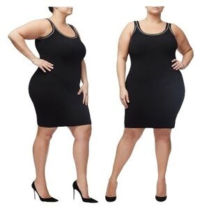 NWT Good American Chain Knit Tank Bodycon Mini  Dress Black PLUS XXL